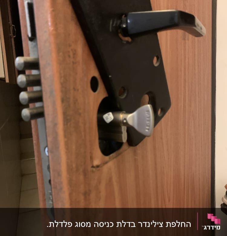 מנעול דלת עם ידית ומפתח מוכנס